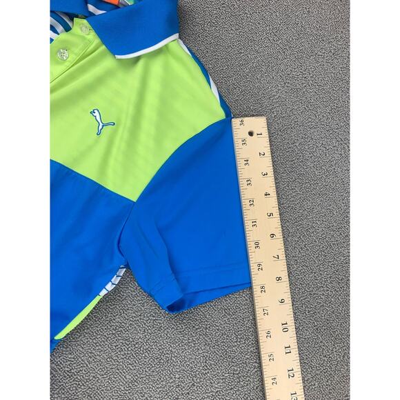 Puma Men's Short Sleeve Golf Polo Shirt Size Small Blue Yellow Athletic - Picture 8 of 8